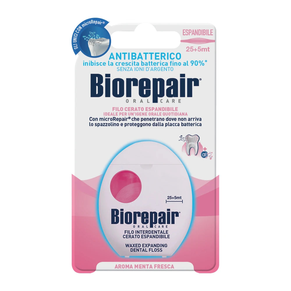 Biorepair Вощеная эластичная зубная нить 25+5m