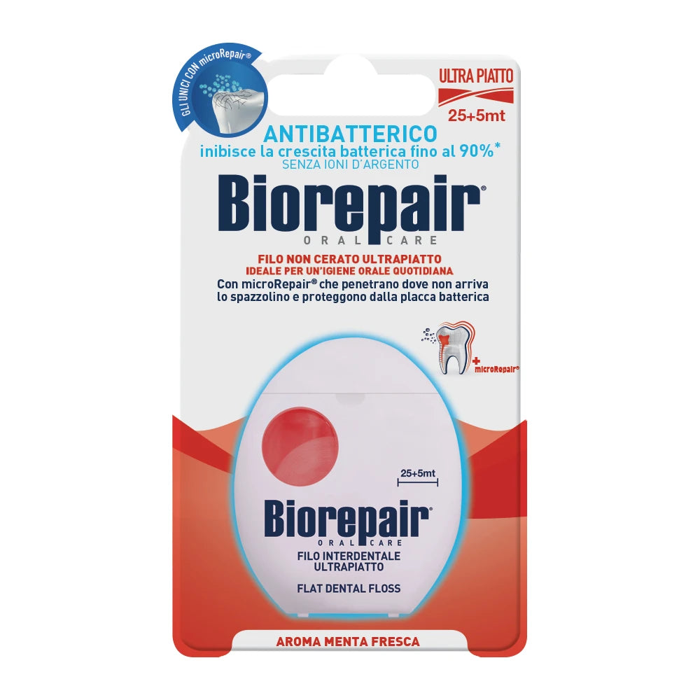 Biorepair Ультраплоская зубная нить без воска 25+5m