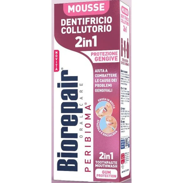 Biorepair Mousse 2in1 protecția gingiilor (pastă de dinți+clătitor) 75ml