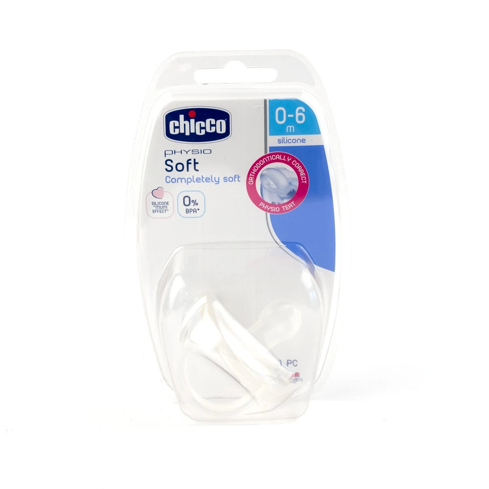 Chicco Пустышка Physio Soft ортодонтическая, силиконовая, 0+, 1 шт. (18080)