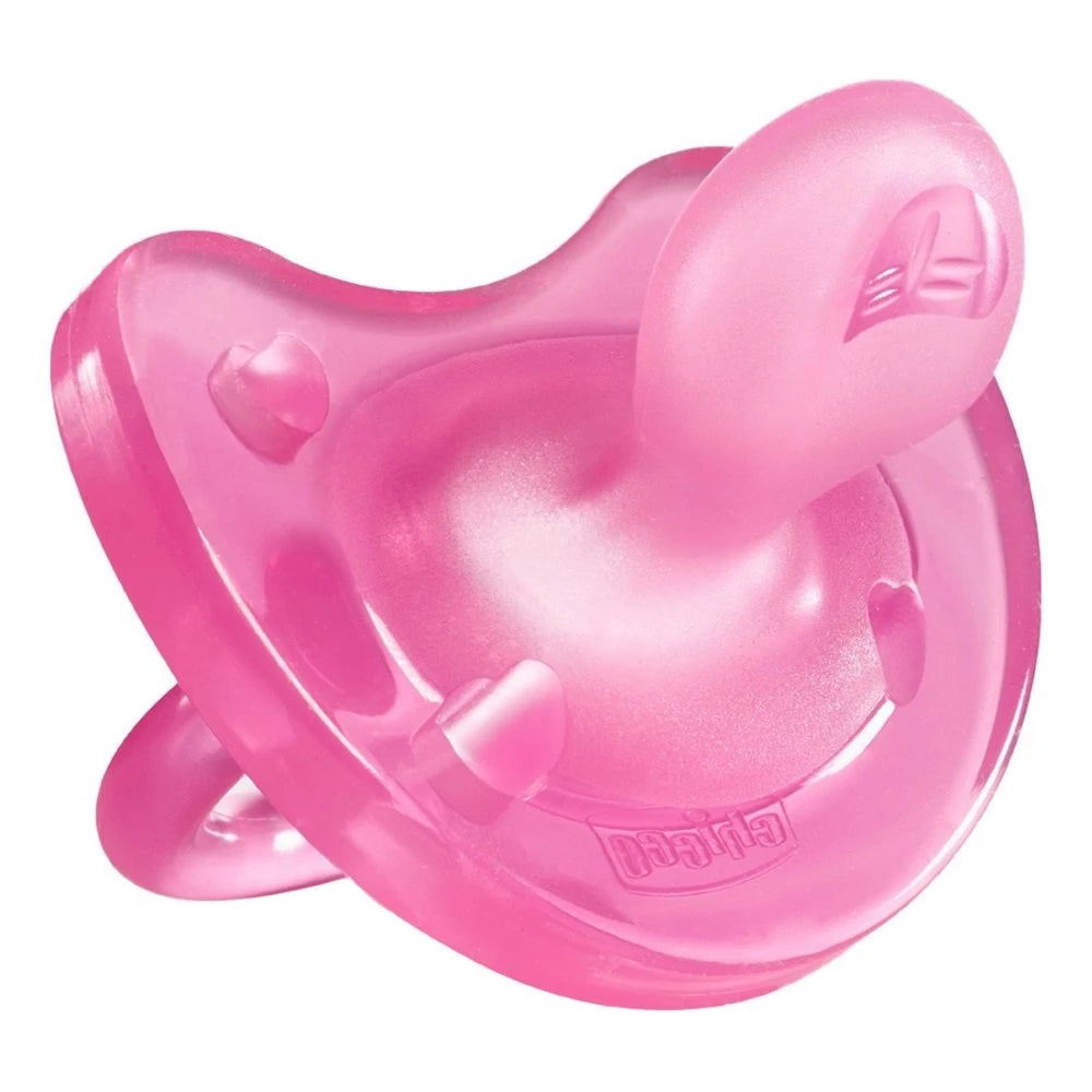 Chicco Ортодонтическая силиконовая пустышка розовая, 6+, 1 шт (27121)