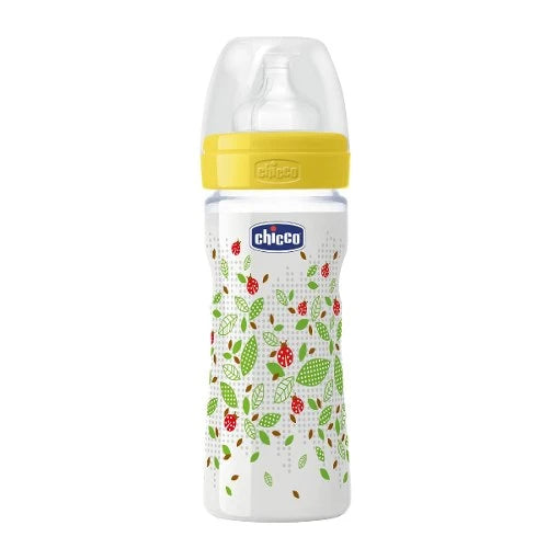 Chicco Бутылочка пластиковая Well Being, силиконовая соска, средний поток, 0% BPA, 2+, 250ml,(206233)