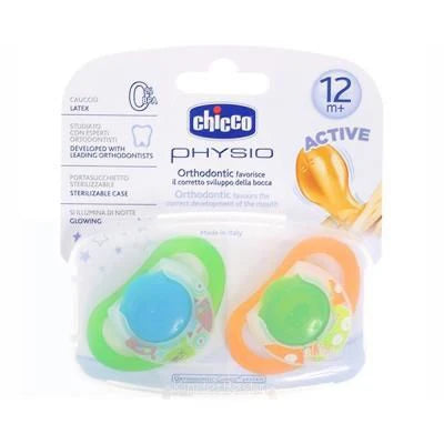 Chicco Ортодонтическая латексная соска-пустышка для девочек, 12+, 2 шт (7292411/7482411)