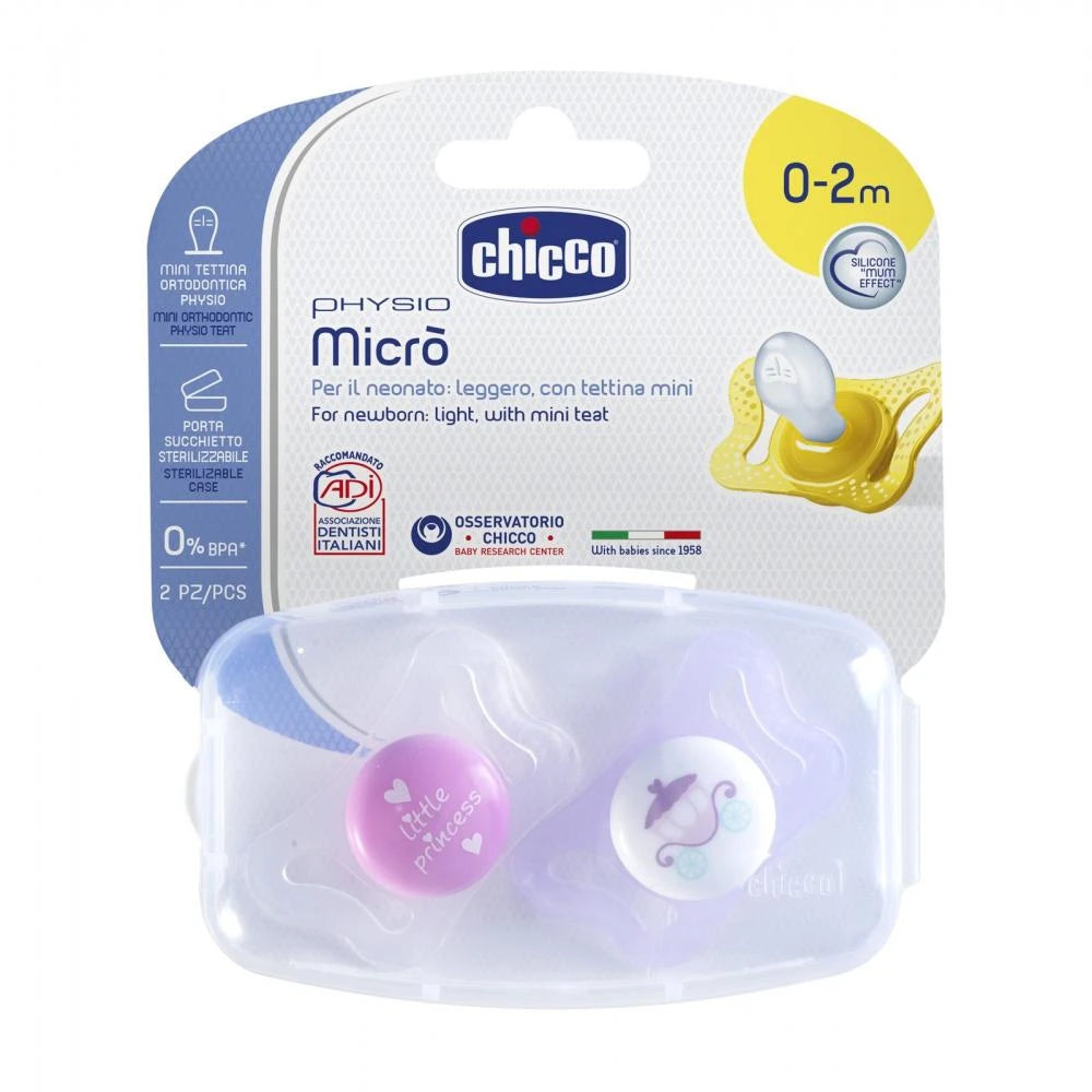 Chicco ортодонтическая силиконовая соска-пустышка для девочек, 0+, 2 шт. (729301/7483011)