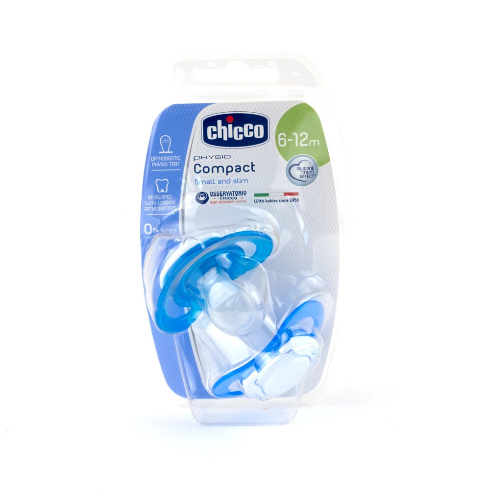 Chicco ортодонтическая силиконовая пустышка для мальчиков, 6+, 2 шт (729322/7483221)
