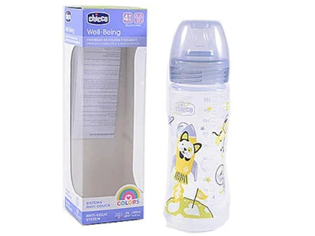 Chicco Бутылочка пластиковая Well Being, соска силиконовая, быстрый поток, унисекс, 0%BPA, 4+, 330 ml (286373)
