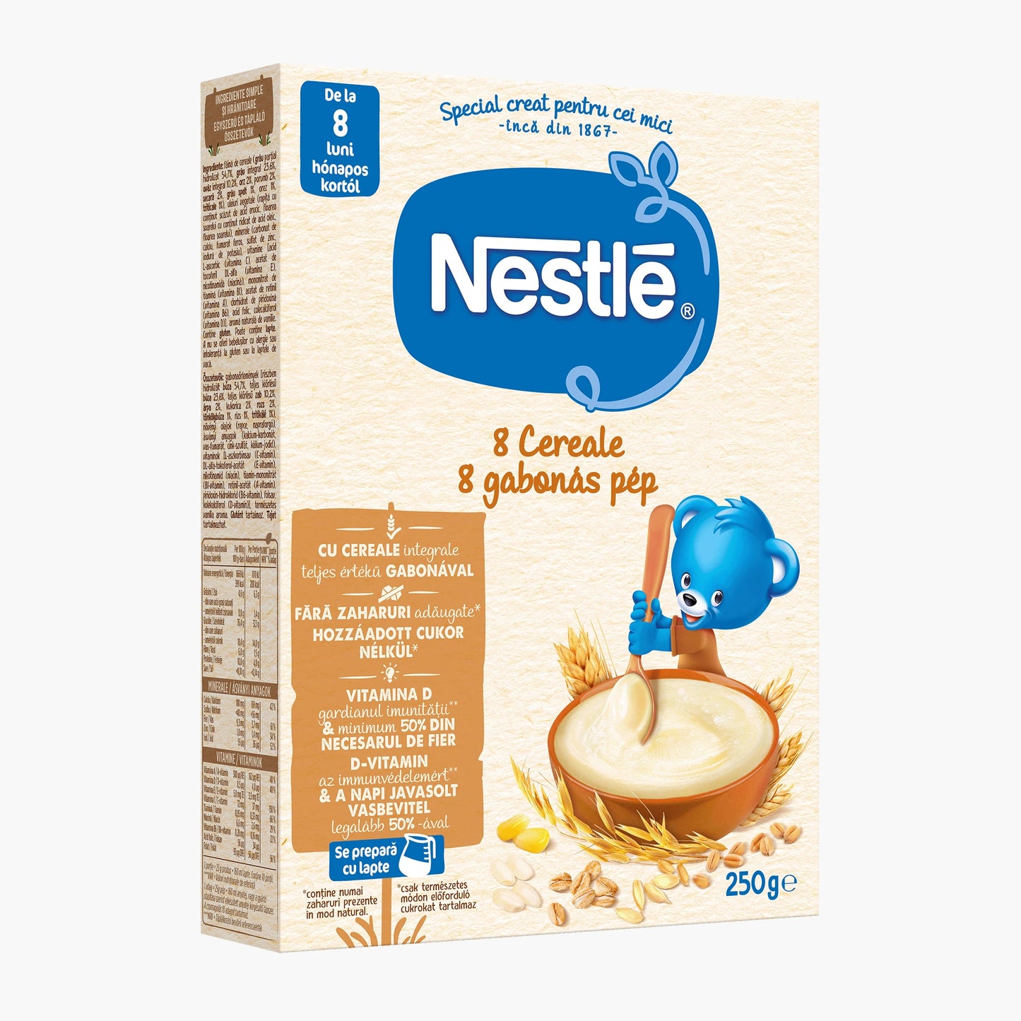 Nestle terci 8 cereale f/lapte 250g