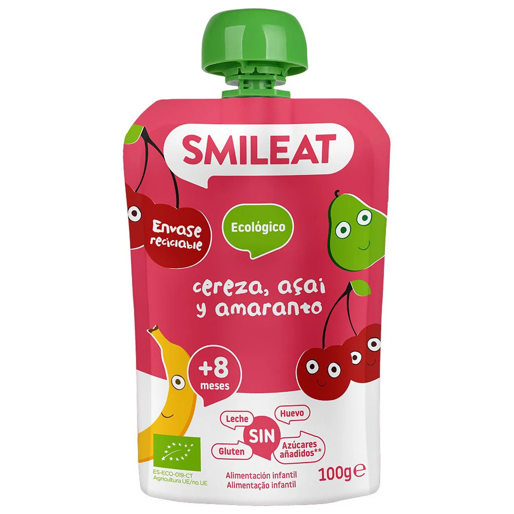 Smileat Органический пауч с вишней, акацией и амарантом 8 месяцев +, 100gr
