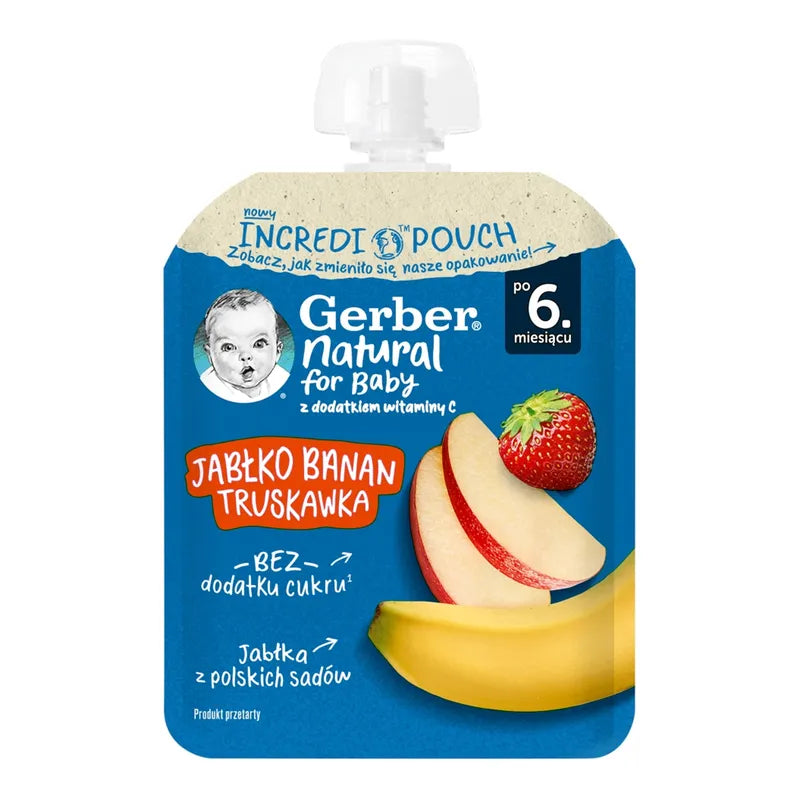 Gerber Piure măr, banana, căpșună 80g