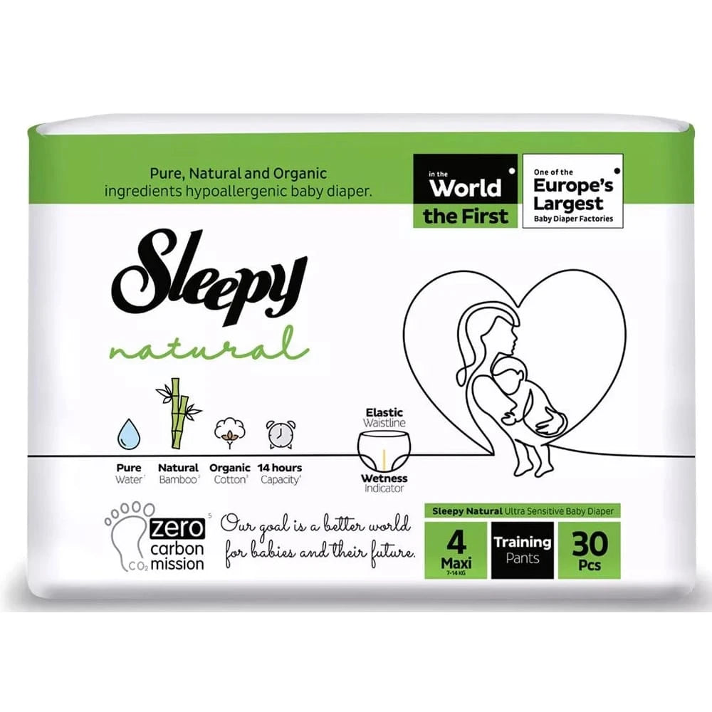 Scutece Sleepy Natural Chiloței 4 Maxi (7-14 kg) N30