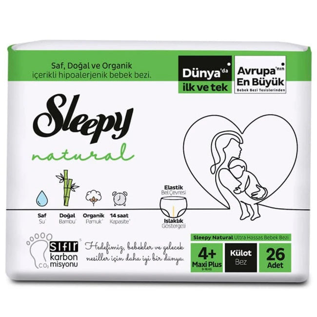Трусики-подгузники Sleepy Natural 4+ Maxi Plus (9-16 kg) N26