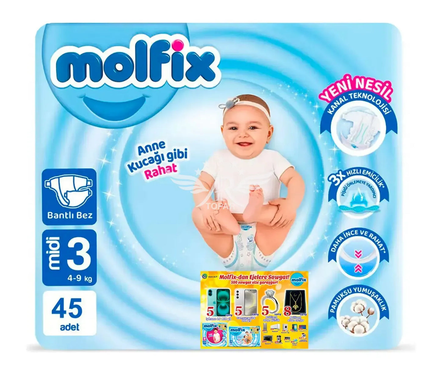 Molfix-3 подгузники Midi 4-9 kg N45