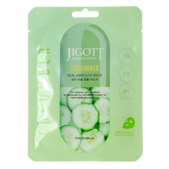 Jigott Real Маска для лица с огурцом 27ml