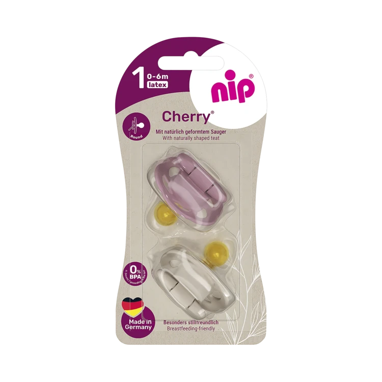 NIP Cherry F Suzetă latex, rotundă, mărimea 1 (0-6luni) N2