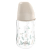 NIP Cherry Green Biberon cu gat larg, bej, plastic, tetina rotunda, anti-colic, latex, universal 0+,