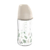NIP Cherry Green Biberon cu gat larg, bej, sticla, tetina rotunda, latex, anti-colic, universal, 0+,
