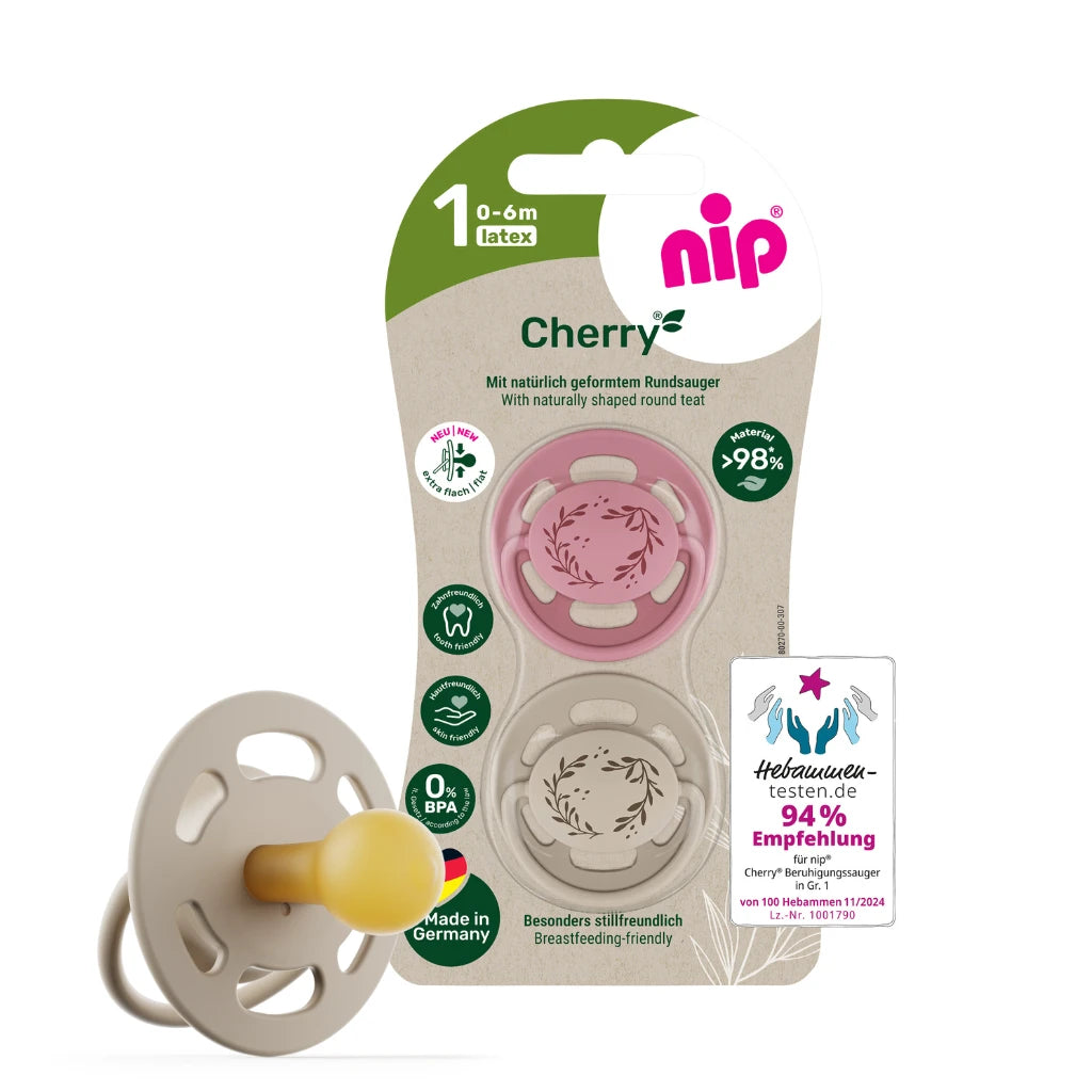 NIP Cherry F Соска-пустышка латексная, размер 1 (0-6 месяцев) N2