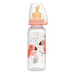 NIP Family Biberon din plastic, flux S, oranj, tetina anatomică, latex, anti-colici, marime 1 (0-6lu