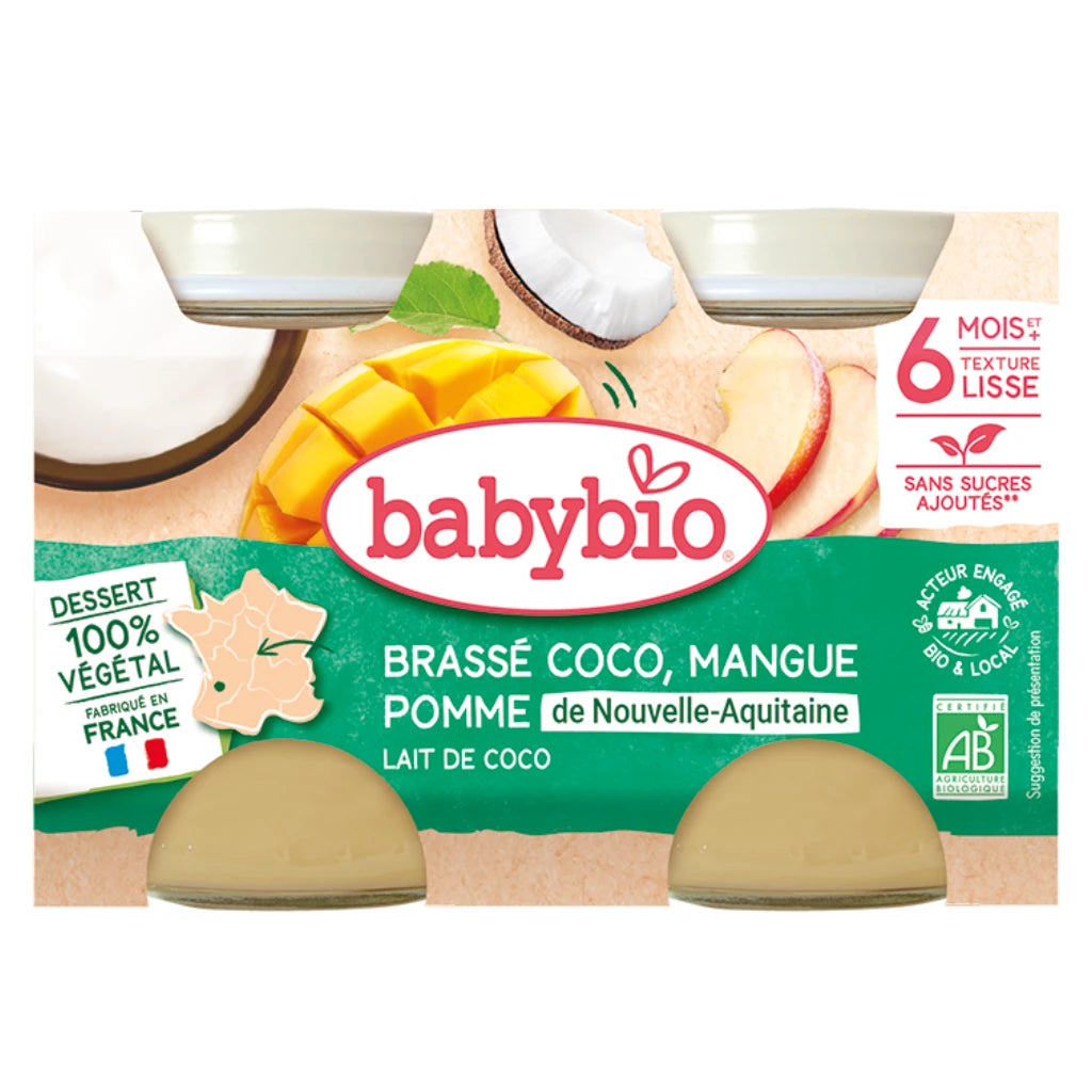 Babybio Растительный десерт из манго, кокосового молока и яблок (6+) 2x130g