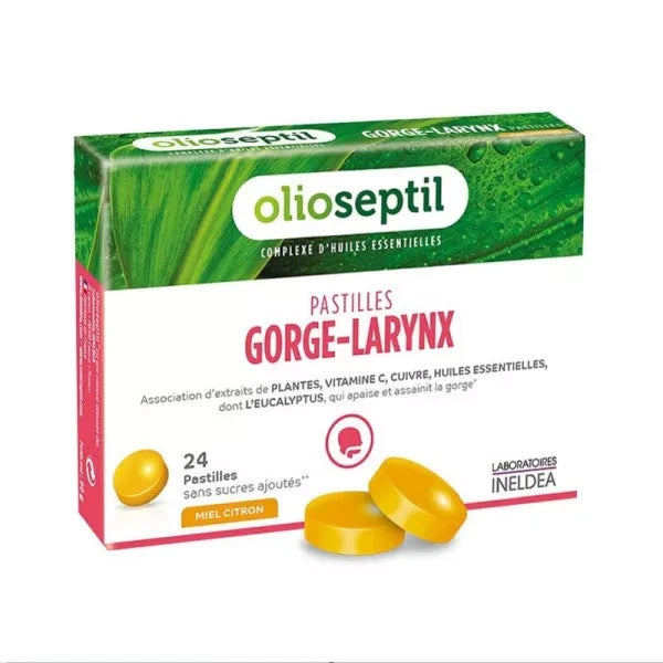 INELDEA Olioseptil Gorge-Larynx past. pentru gât cu miere si lămâie N24