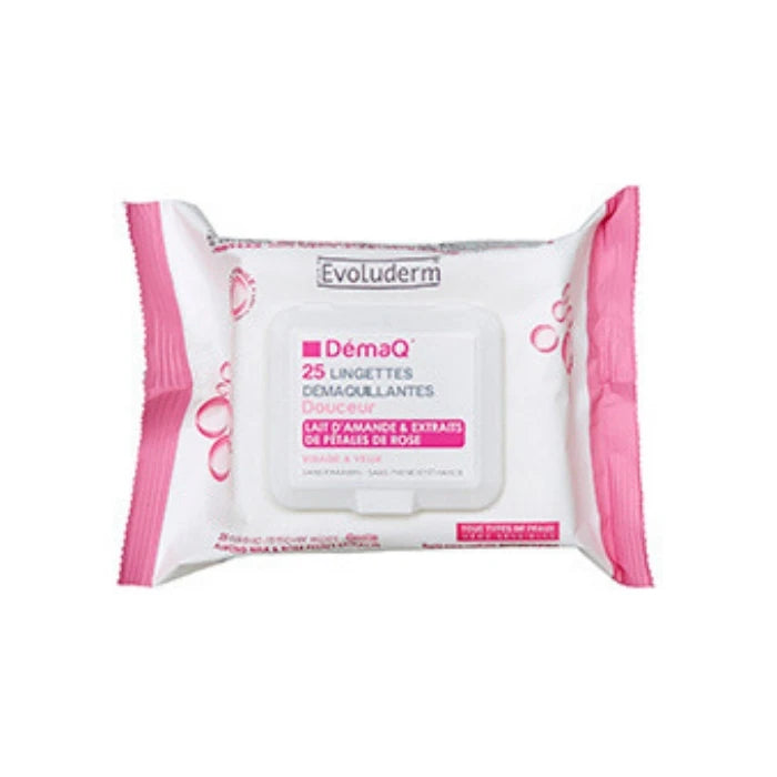 Evoluderm Servețele demachiante cu lapte de migdale și petale de trandafir, 25buc (16277)