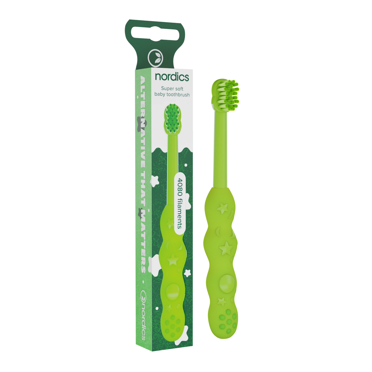 Nordics Periuta de dinți pentru copii Baby Premium moale (verde)