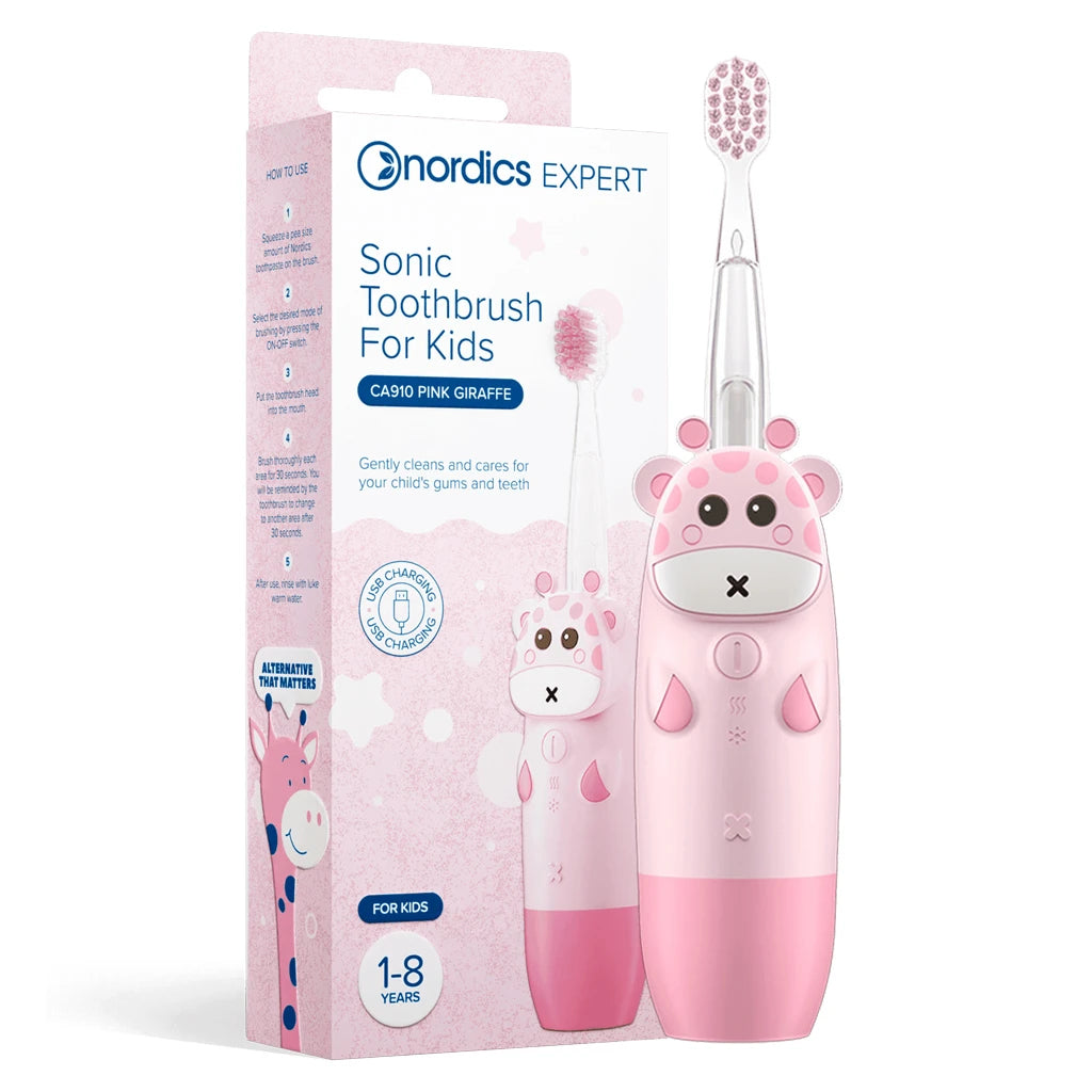 Nordics Kids sonic Periuță electrică de dinți pentru copii Girafă roz