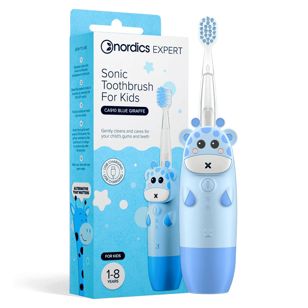Nordics Kids sonic Periuță electrică de dinți pentru copii Girafă albastră