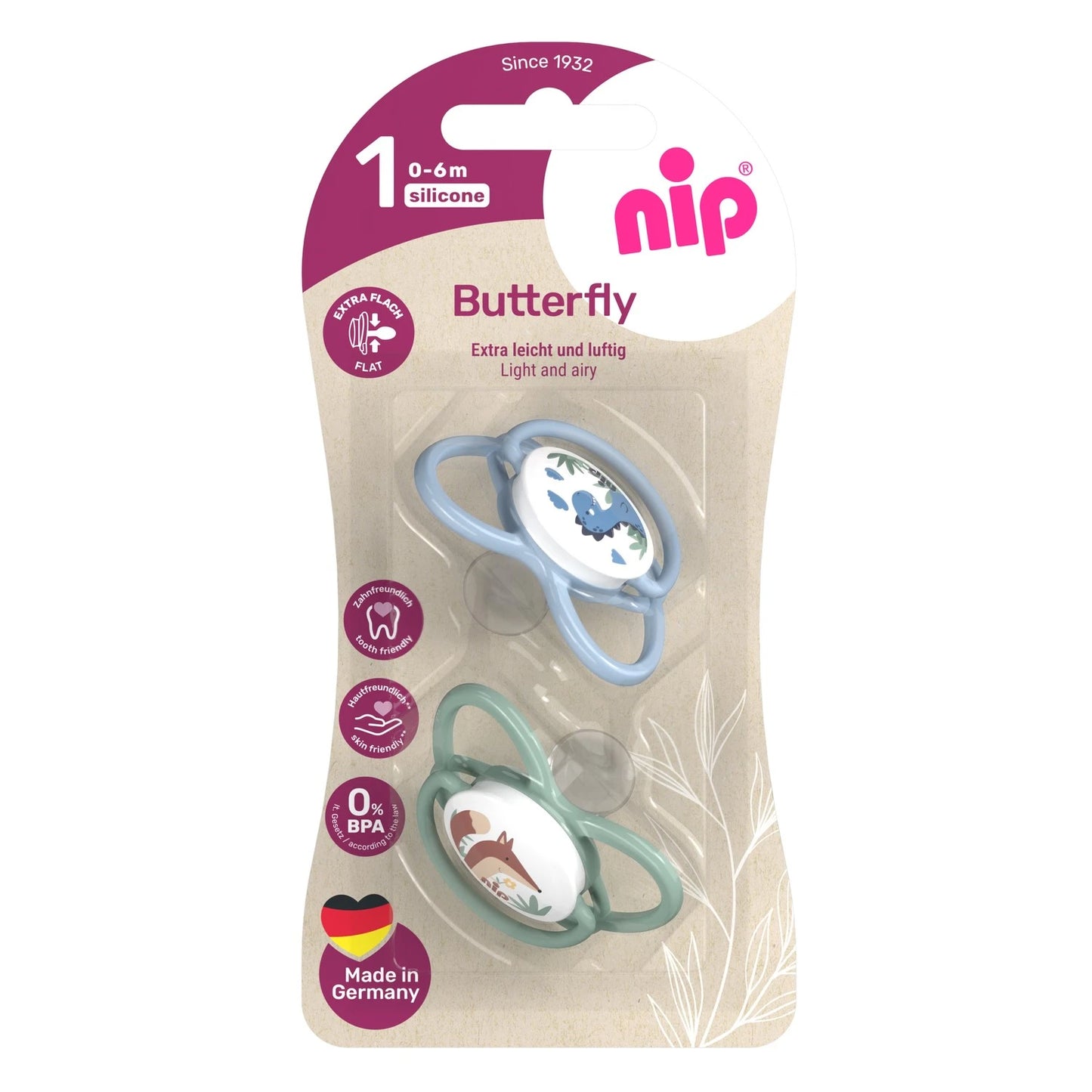 NIP Butterfly B Suzetă silicon, mărimea 1 (0-6luni) N2