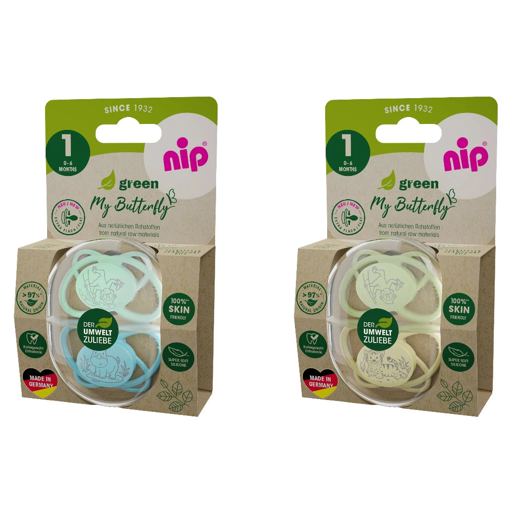 NIP My Butterfly Green B Пустышка силиконовая, размер 1 (0-6месяцев) N2