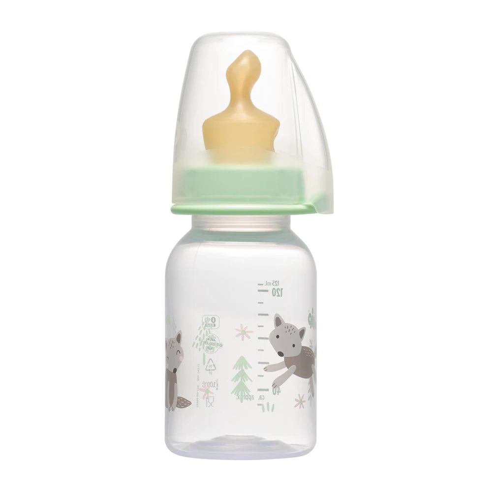 NIP Family Бутылочка пластиковая, зеленая, соска анатомическая, антиколиковая, латекс, поток S, размер 1 (0-6 м