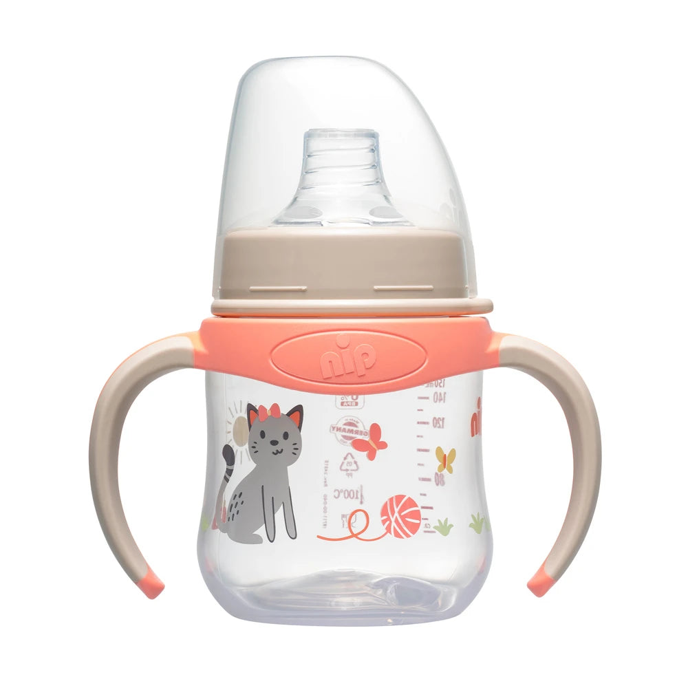 NIP Бутылочка для обучения из пластика, оранжевая, (6+ месяцев)150ml