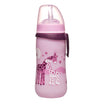 NIP Cana cu pai plastic, roz, 330ml