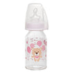 NIP Biberon din sticla, roz, tetina anatomică, anti-colici, silicon, flux S, mărime 1 (0-6luni) 125
