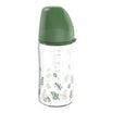 NIP Cherry Green Biberon cu gat larg, verde, sticla, tetina rotunda, latex, anti-colic, universal, 0