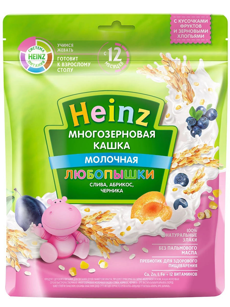 Heinz Каша с молоком, черносливом, абрикосами и черникой 200g