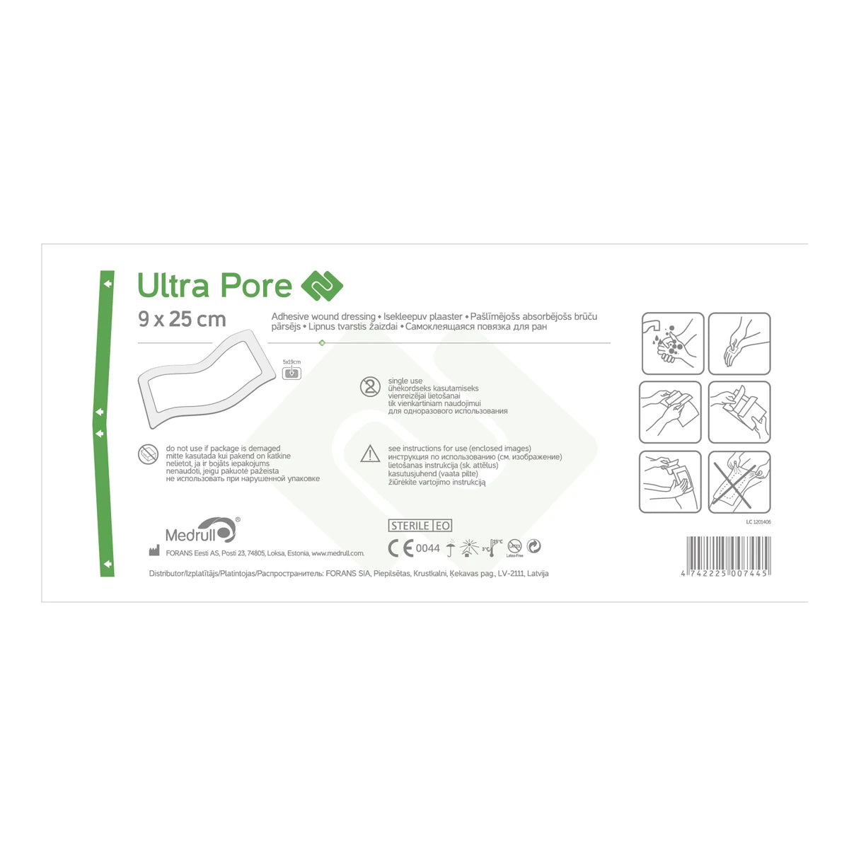 Forans Ultra Pore адгезивный пластырь для ран 9x25cm