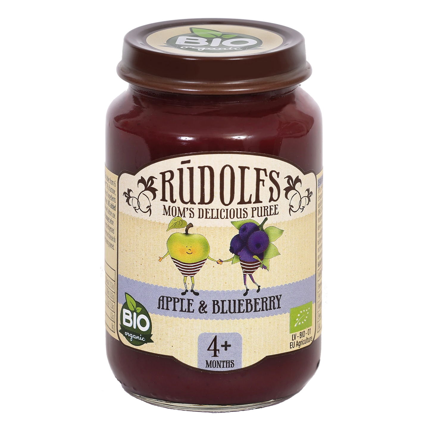 Rudolfs Organic Piure Mere, afine 190g (4+)
