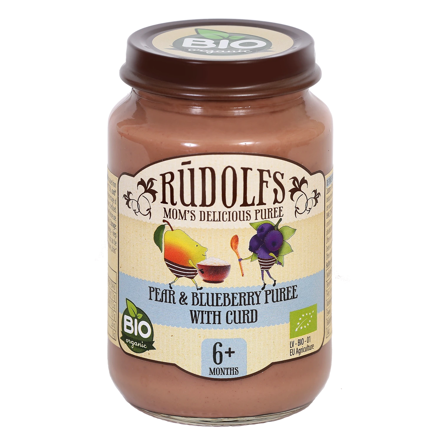 Rudolfs Organic Piure Pere și afine cu brânză 190g (6+)