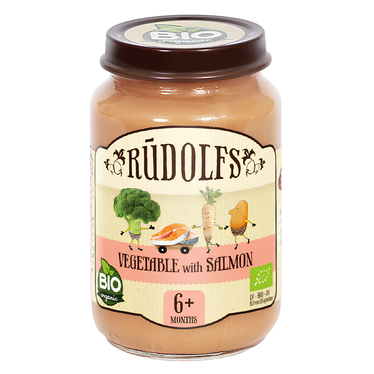 Rudolfs Organic Пюре из овощей с лососем 190g (6+)