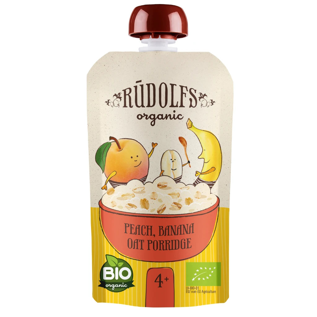 Rudolfs Organic Pouch Персики, бананы и овес 110g (4+)