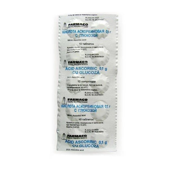 Acid ascorbic cu glucoza 100mg comp. lamie  N10 (Farmaco)
