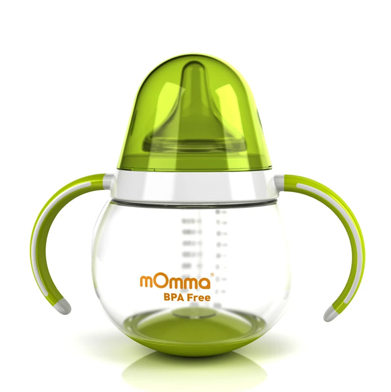 Lansinoh-mOmma Cănuță cu cioc moale, cu mînere, 9+, verde,250ml (75311)