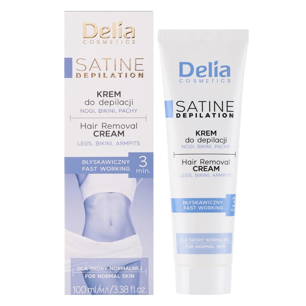 Delia Satine Cremă depilatoare pentru picioare, zona bikini și axile cu efect rapid in 3min, 100ml