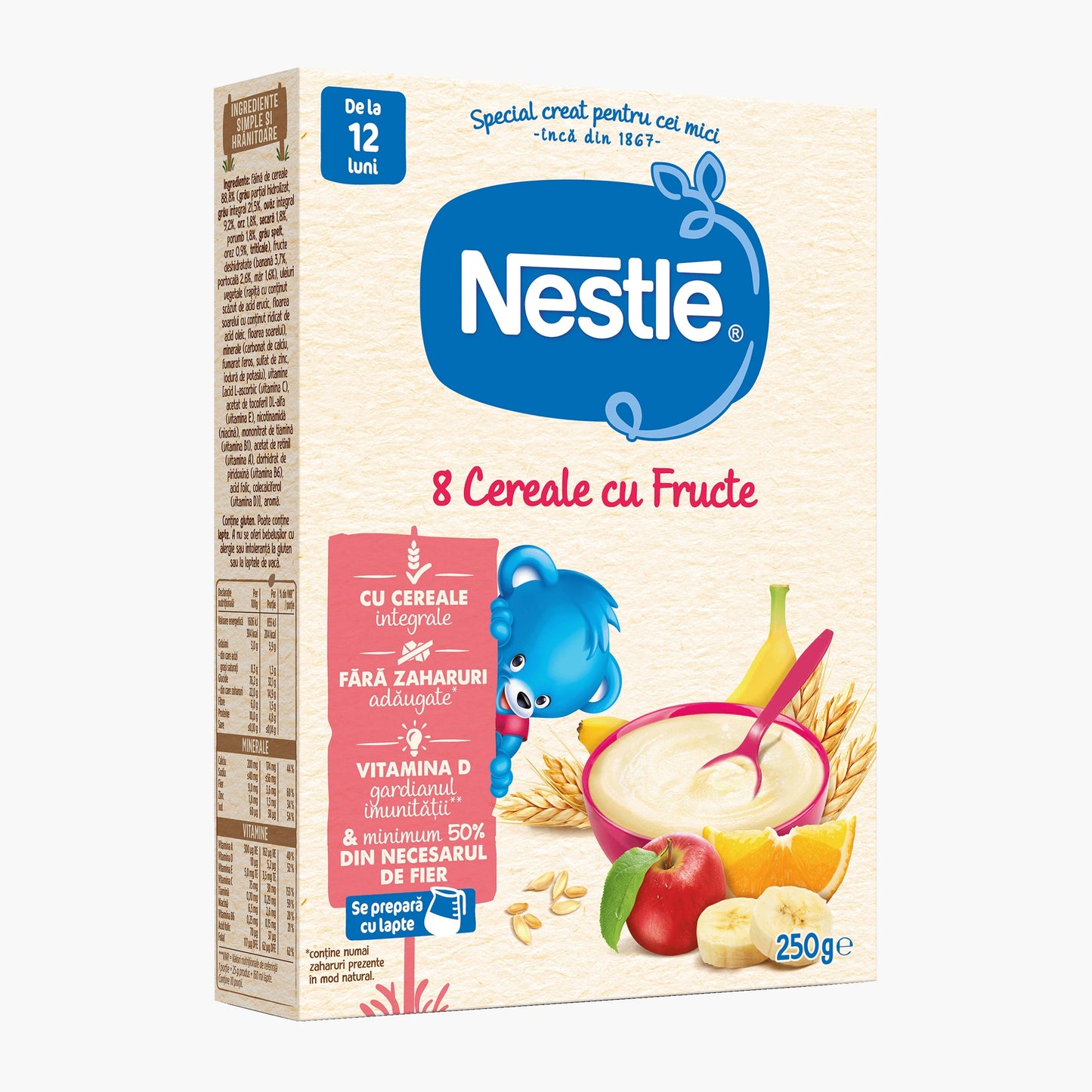 Nestle terci 8 cereale-fructe f/lapte 9x250g