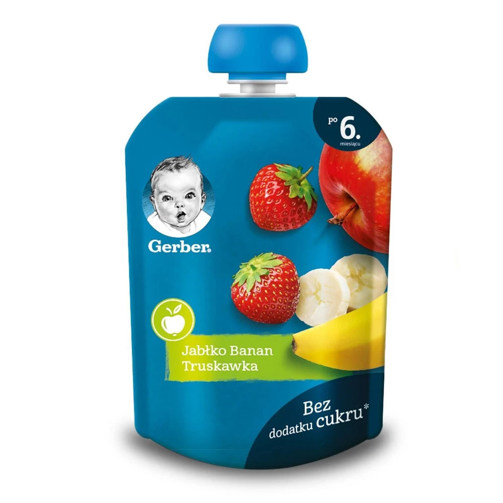 Gerber Piure măr, banană, căpșună 90g