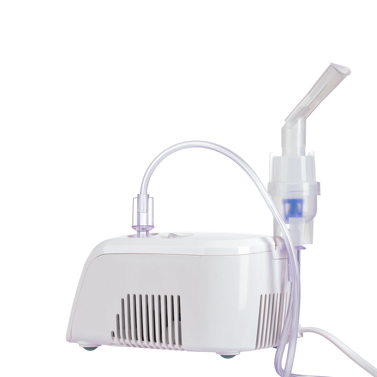 Nebulizator B.Well PRO-110 vazut lateral, cu grilajul de ventilatie al compresorului