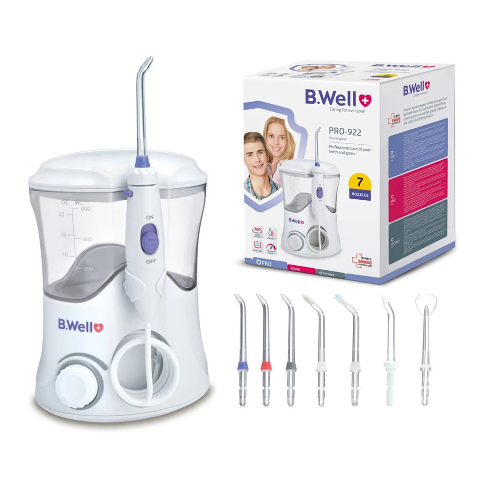 B.Well Ирригатор для полости рта с резервуаром для воды, 7 насадок (PRO-922)