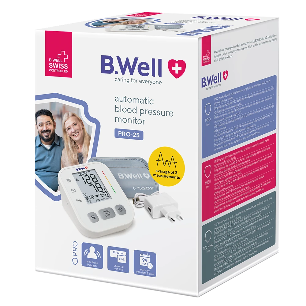 B.Well Tonometru digital automat pentru braț fără adapter (PRO-25)