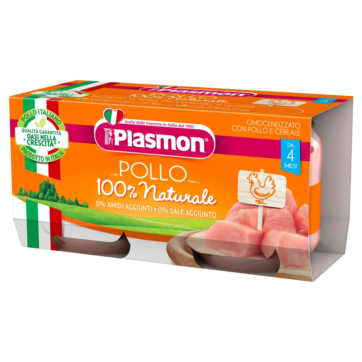Plasmon Piure omogenizat din carne de pui, 4 luni, 2 buc, 80 gr